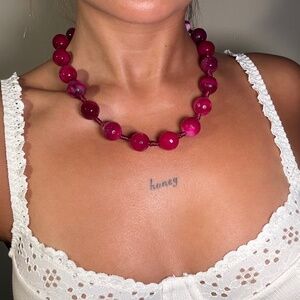 Pink Onyx/Agate Beaded Necklace